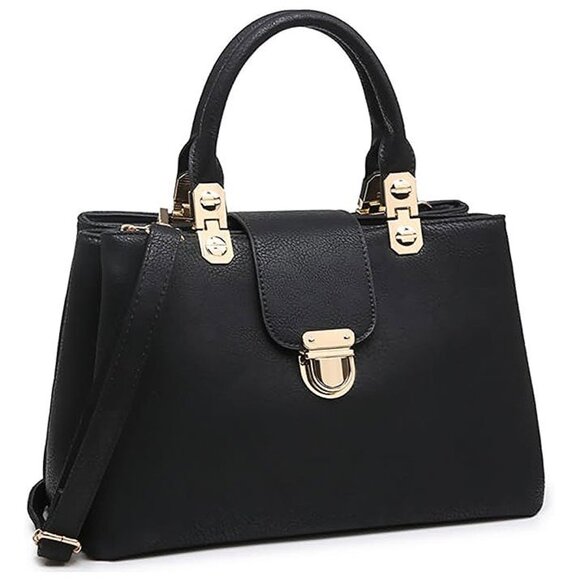 Women Satchel Handbags Top Handle Purse Medium Tote Bag , Black - Picture 1 of 6